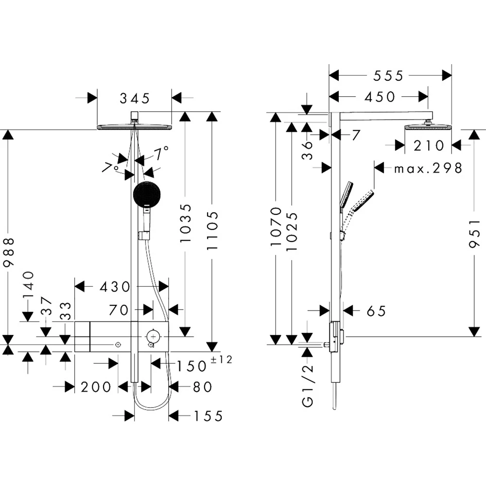 Hansgrohe Raindance Alive Q 210/340 1jet EcoSmart Duş Kolonu - 24581000 Hemen Al