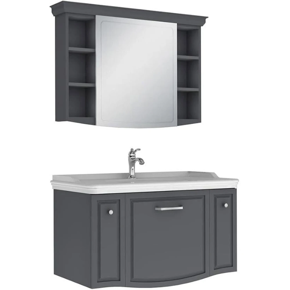 Kale Arte+ 100 Cm Mat Antrasit Banyo Dolabı Takımı (Krom Kulp) Hemen Al