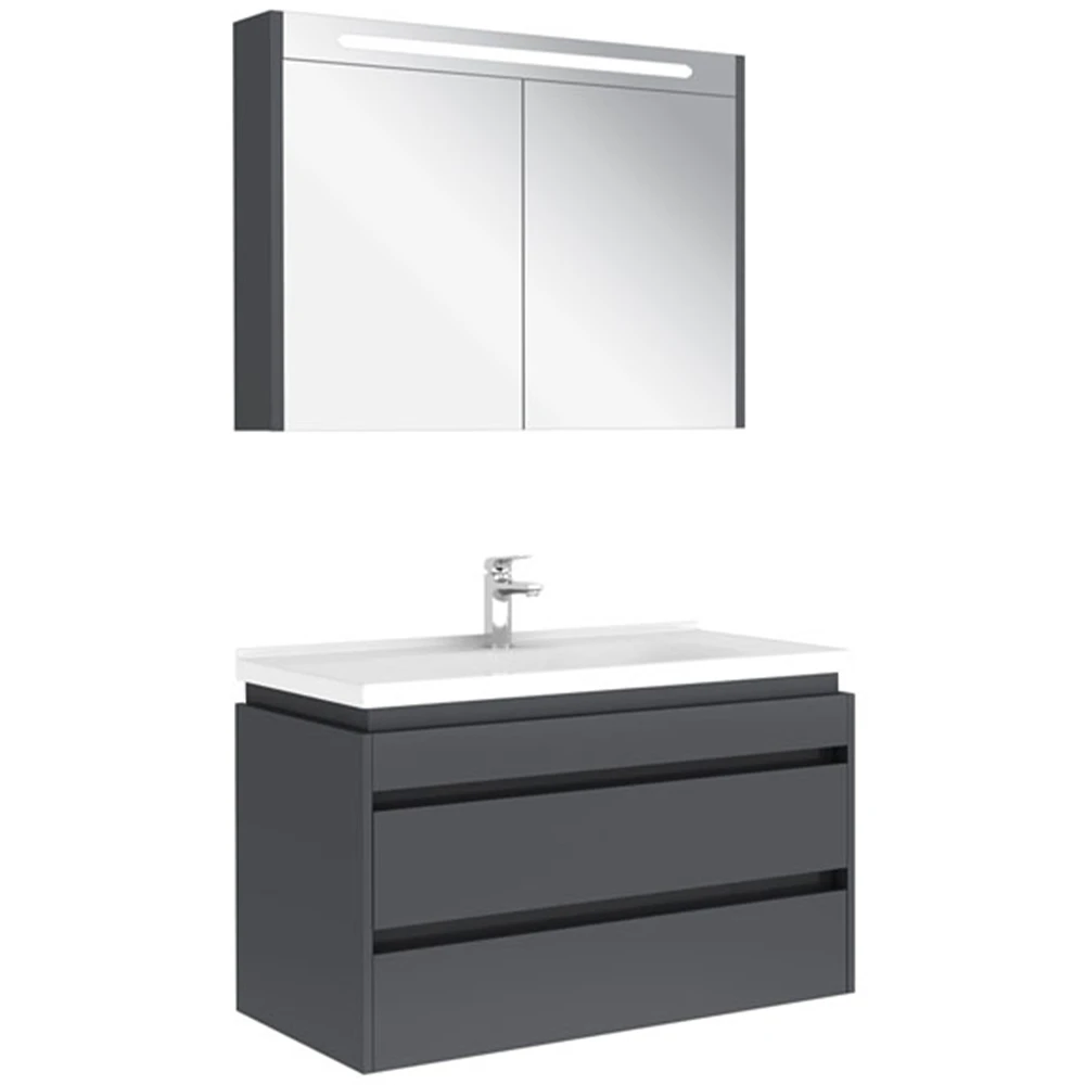 Kale Idea 2.0 100 Cm Parlak Antrasit Çift Çekmeceli Banyo Dolabı Takımı 610100200519 Hemen Al