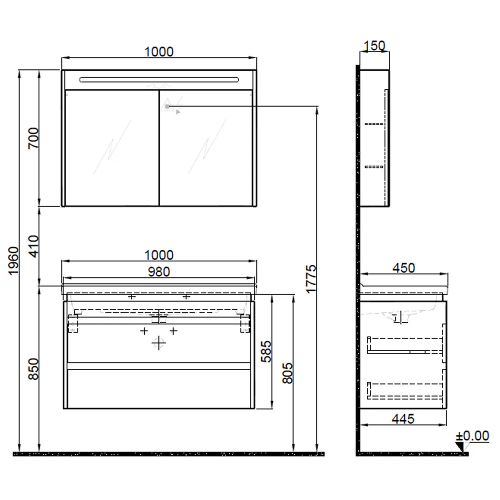 Kale Idea 2.0 100 Cm Parlak Beyaz Çift Çekmeceli Banyo Dolabı Takımı 610100200518 Hemen Al