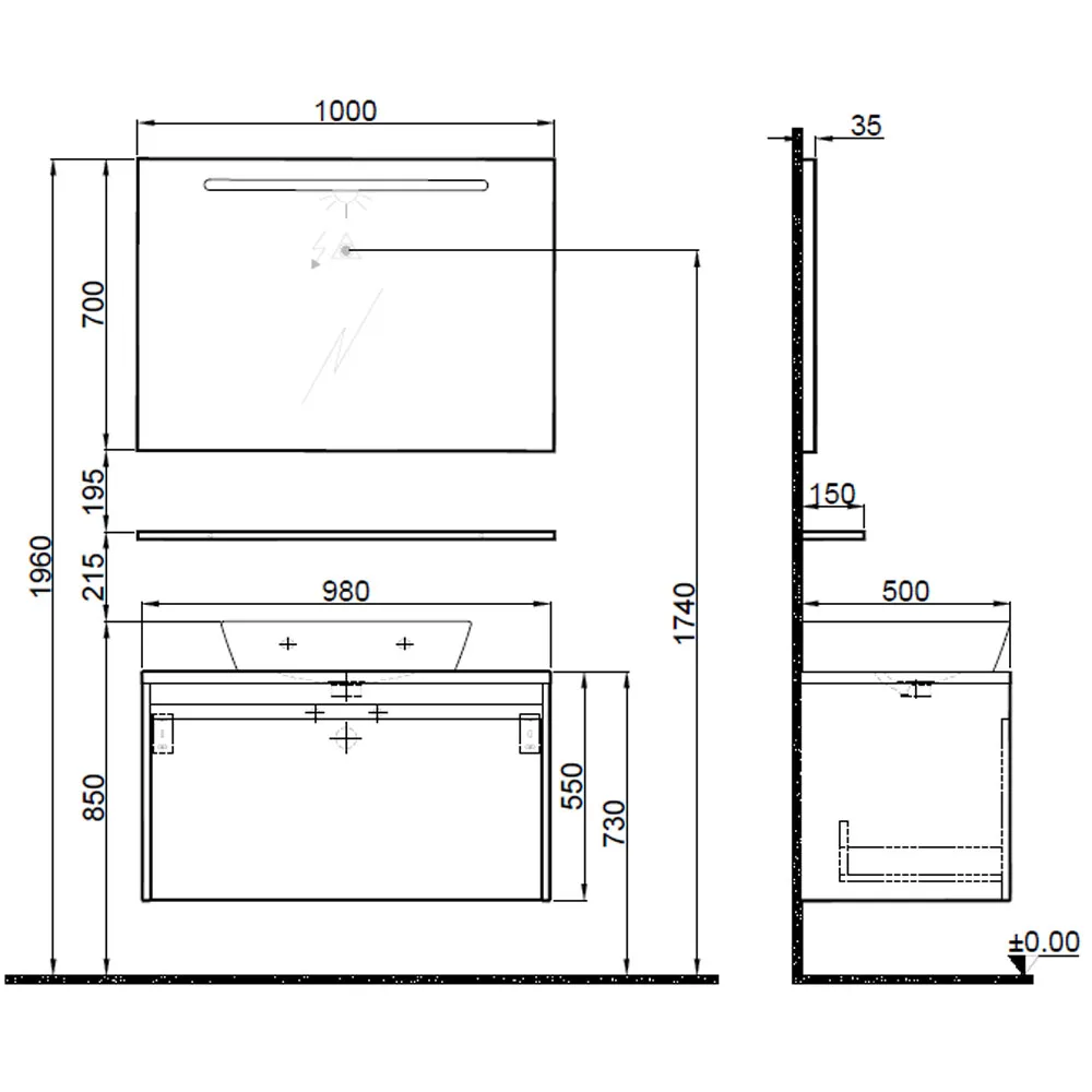 Kale Idea 2.0 100 Cm Pasifik A Tek Çekmeceli Banyo Dolabı Takımı 610100200610 Hemen Al