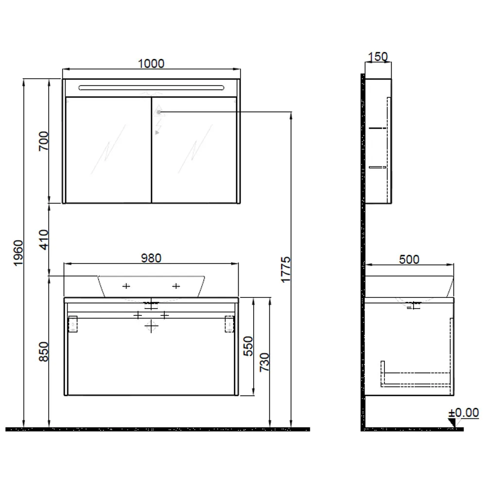 Kale Idea 2.0 100 Cm Pasifik A Tek Çekmeceli Banyo Dolabı Takımı 610100200598 Hemen Al