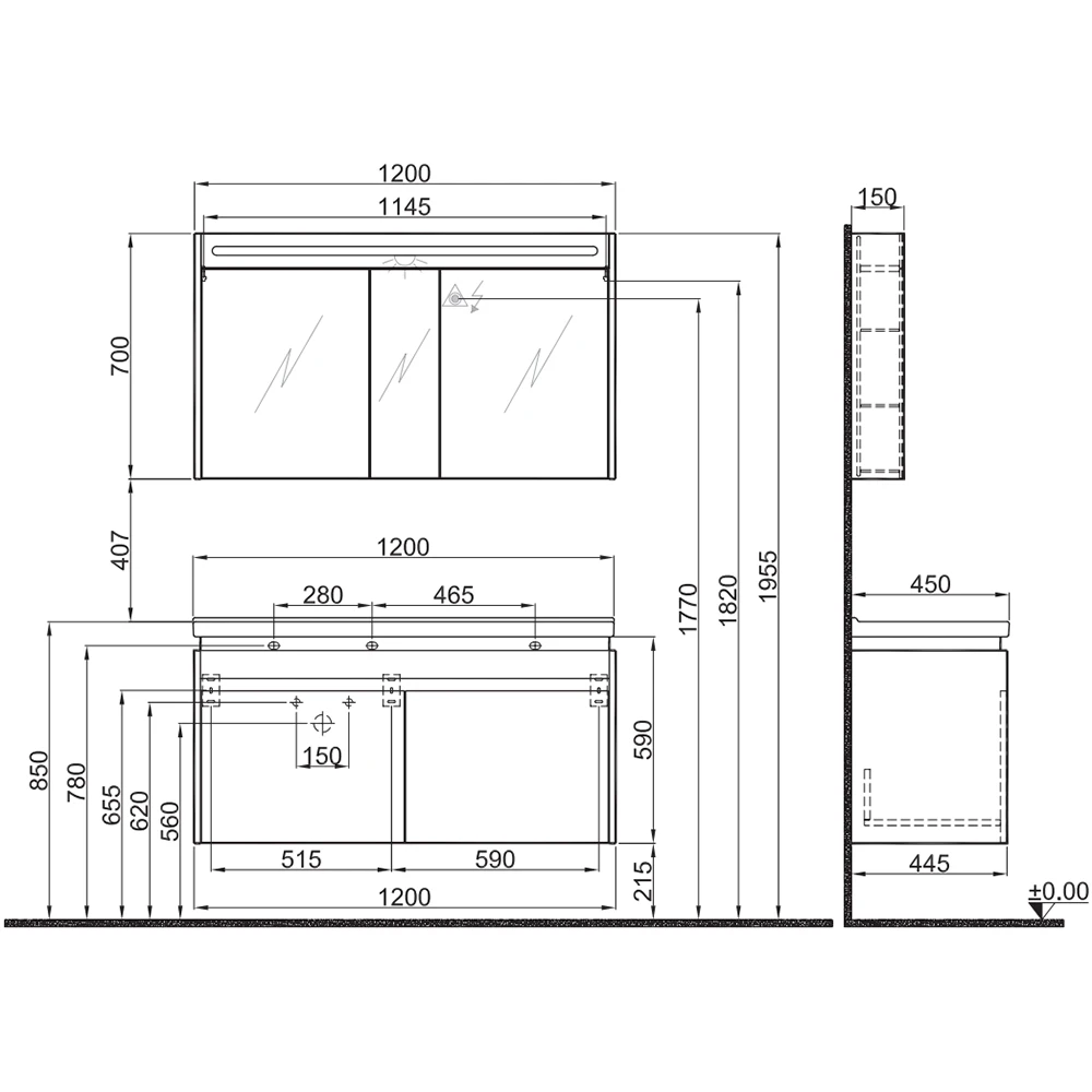 Kale Idea 2.0 120 Cm Sağ Etajer Lavabolu Parlak Beyaz Banyo Dolabı Takımı Hemen Al