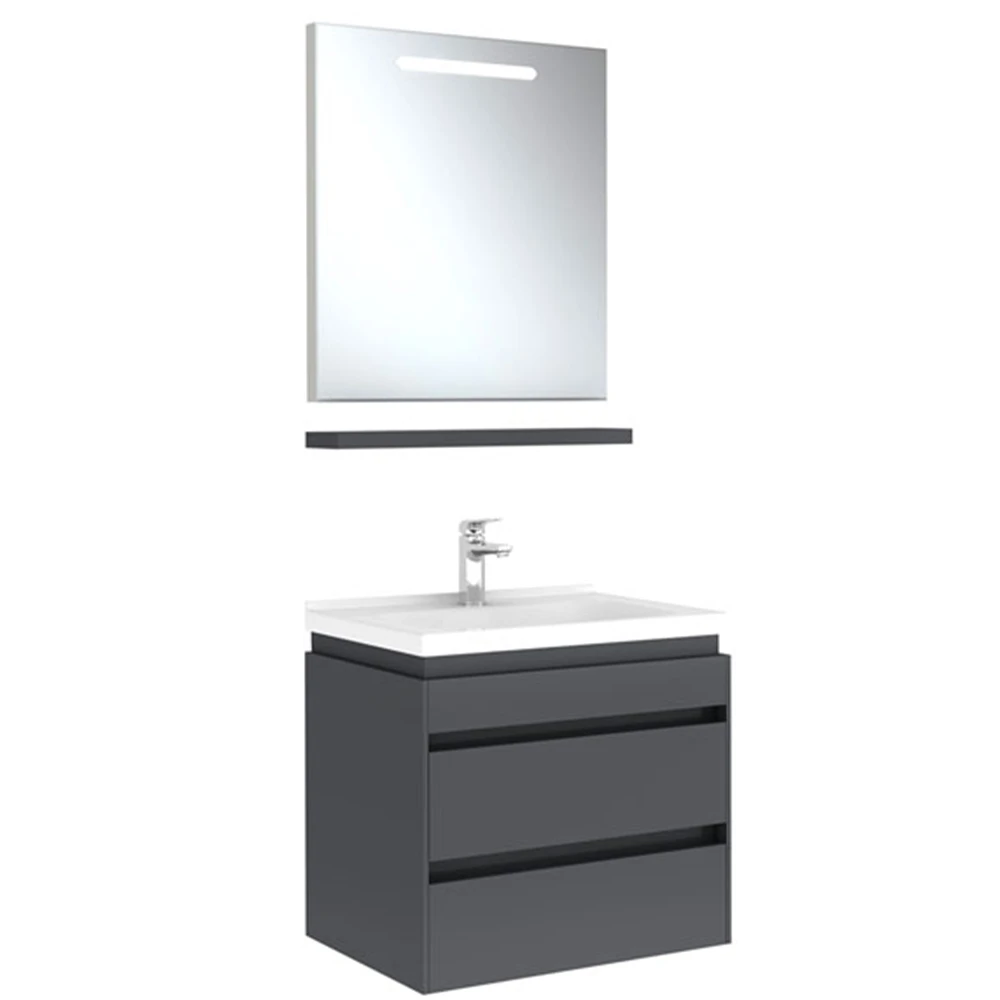 Kale Idea 2.0 65 Cm Parlak Antrasit Çift Çekmeceli Banyo Dolabı Takımı Hemen Al