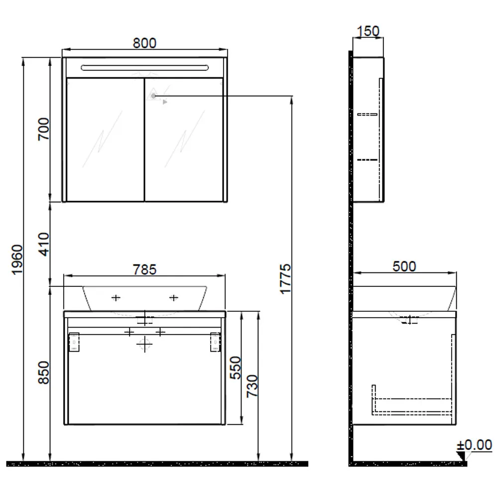 Kale Idea 2.0 80 Cm Pasifik A Tek Çekmeceli Banyo Dolabı Takımı 610100200594 Hemen Al