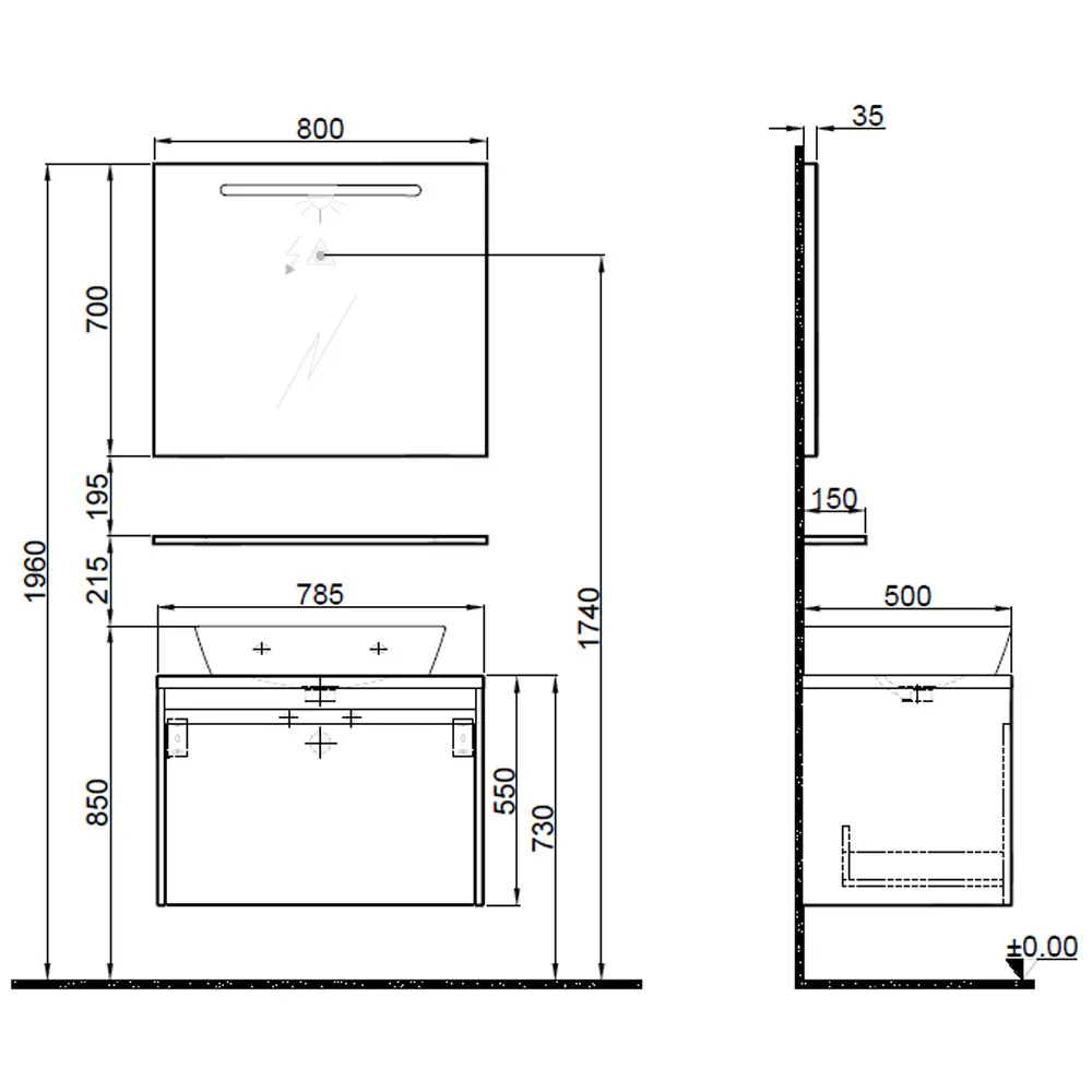 Kale Idea 2.0 80 Cm Parlak Antrasit Tek Çekmeceli Banyo Dolabı Takımı 610100200605 Hemen Al