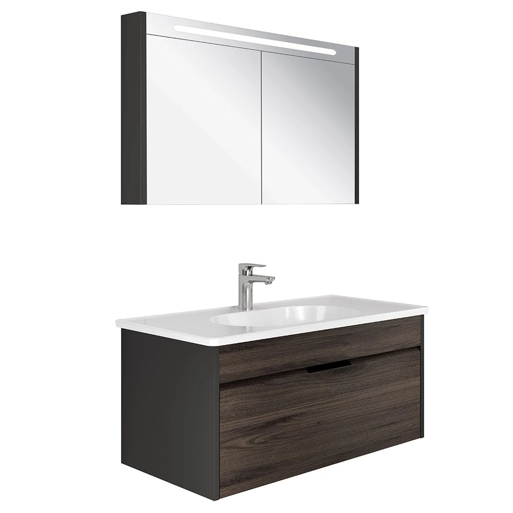 Kale Motion 100 Cm Antrasit-Ceviz Banyo Dolabı Takımı Hemen Al