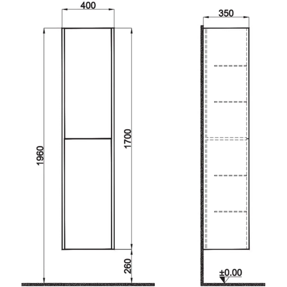 Kale Motion 50 Cm Beyaz-Meşe Boy Dolabı Hemen Al
