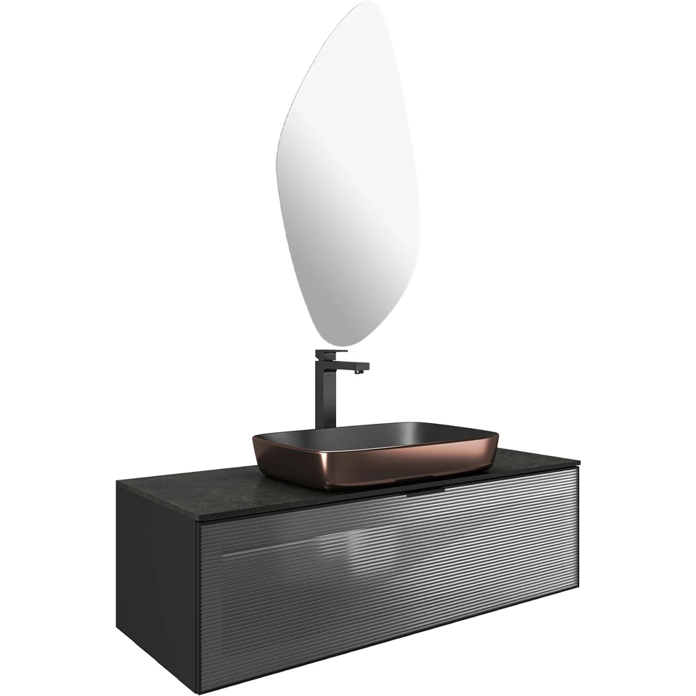 Kale Ombra 120 Cm Mat Siyah-Pltn Banyo Dolabı Takımı Hemen Al