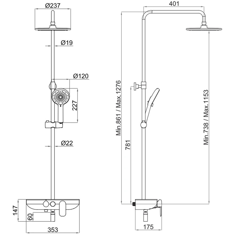 Kale Rain Raflı 3 Fonksiyonlu Duş Barı Hemen Al
