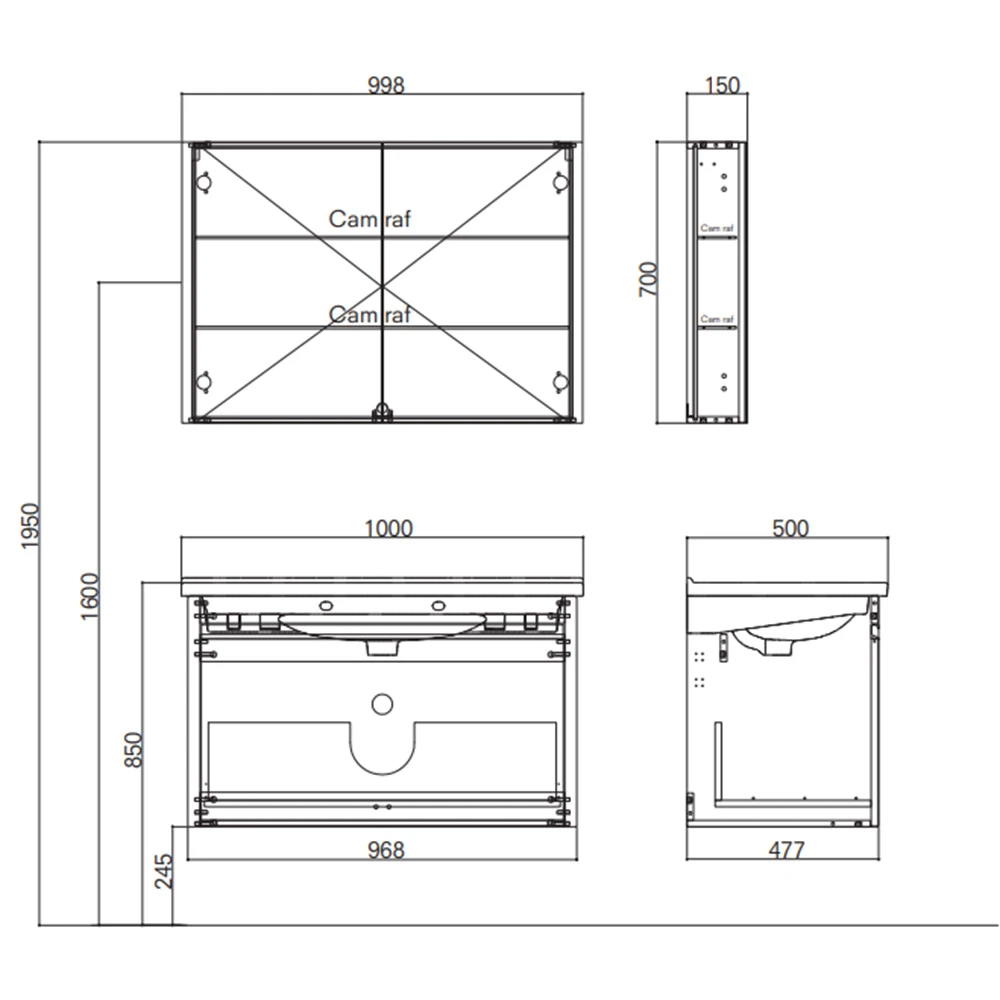 Kale Vista 100 Cm Mat Beyaz Banyo Dolabı Takımı (Ayna Dolaplı) Hemen Al