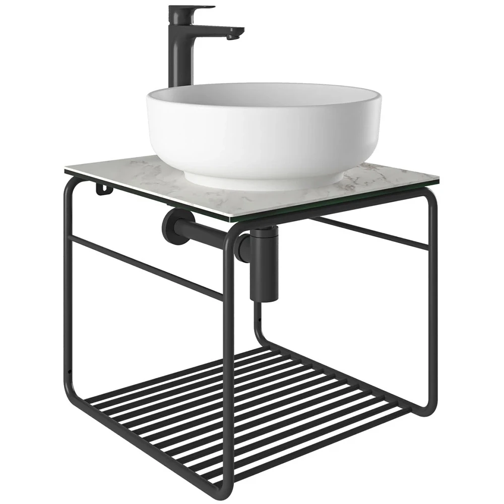 Kale Volo 45 Cm Yuvarlak Mat Beyaz Lavabolu Metal Banyo Mobilya Seti Hemen Al