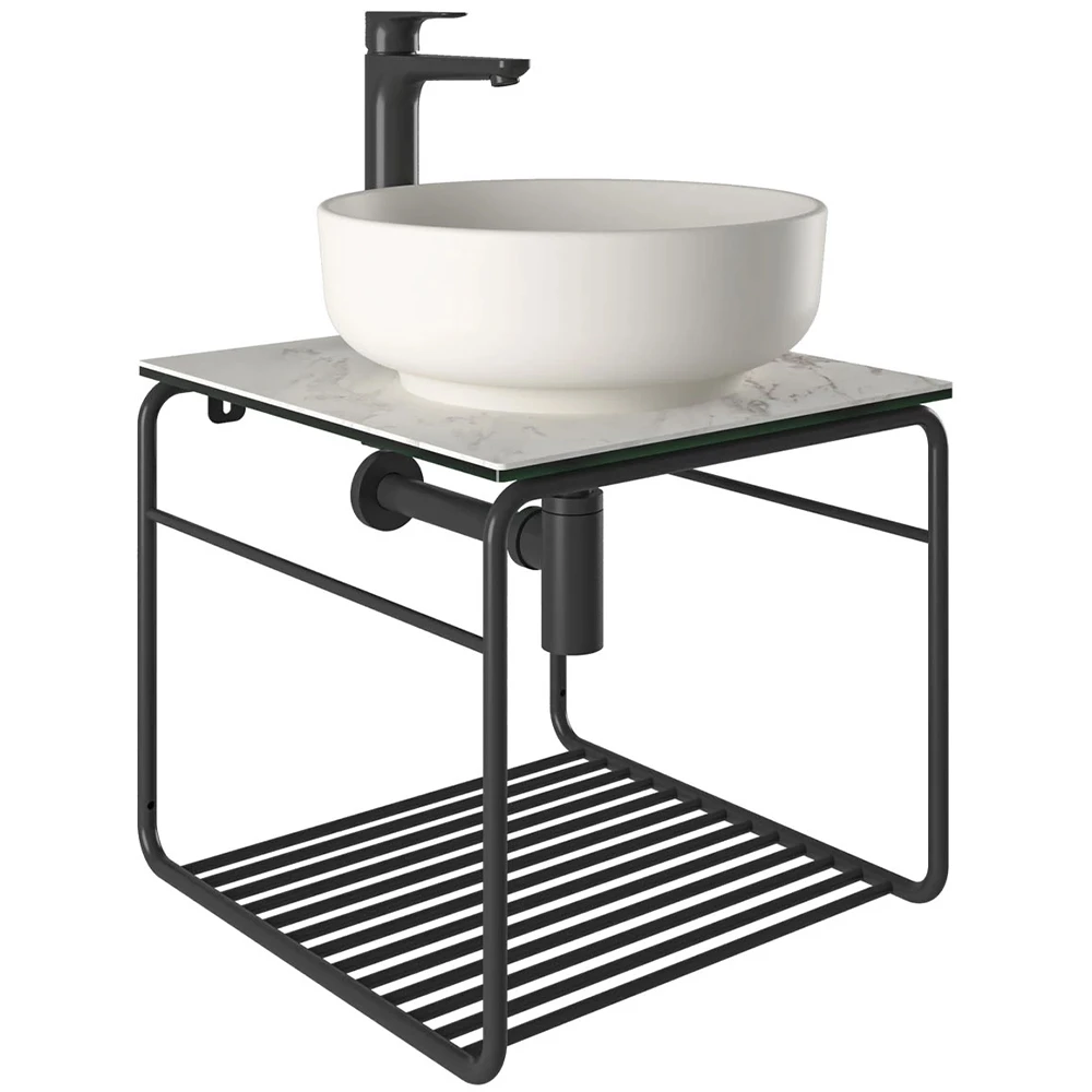 Kale Volo 45 Cm Yuvarlak Mat İnci Lavabolu Metal Banyo Mobilya Seti Hemen Al