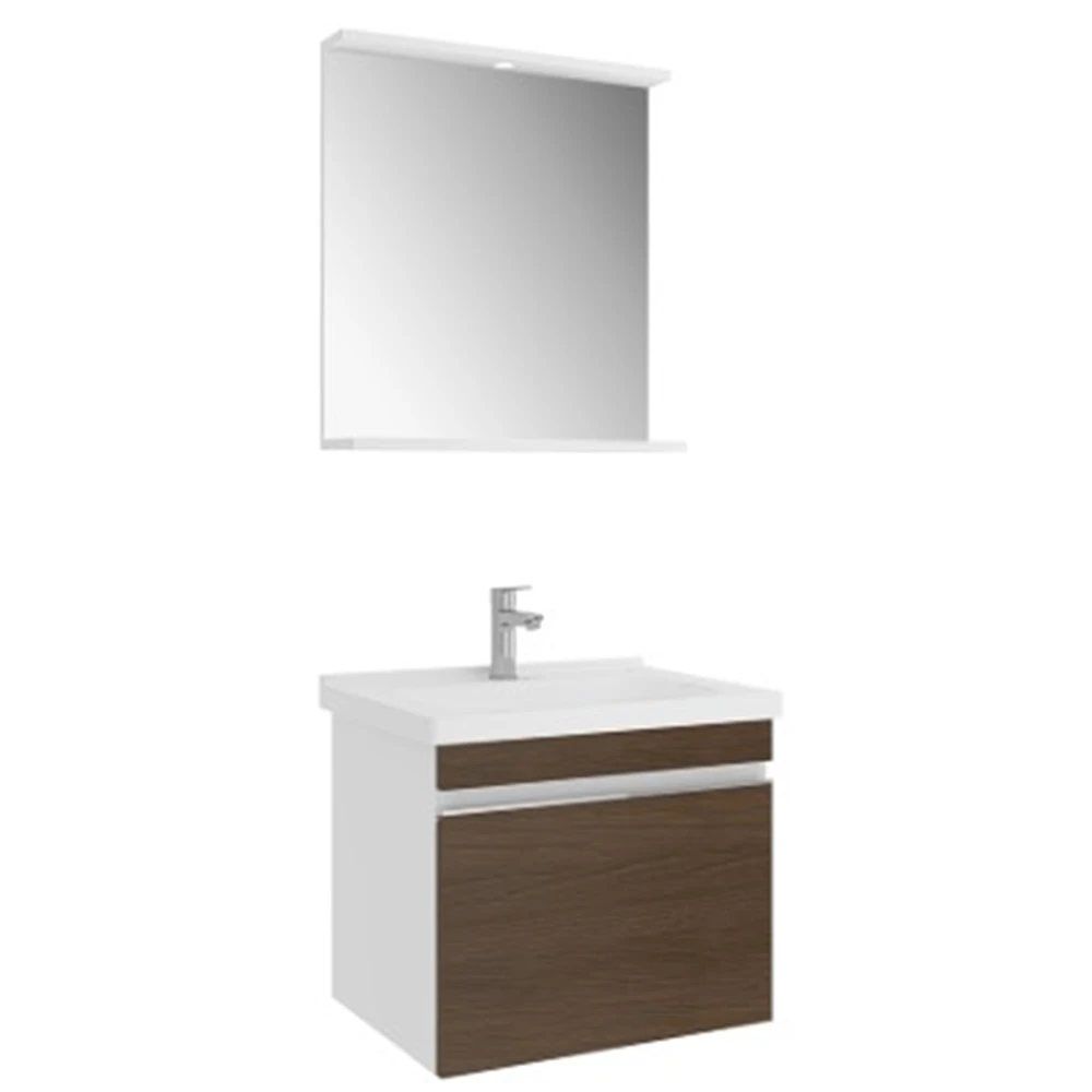 Kale Woody 65 Cm Beyaz-Ceviz Banyo Dolabı Takımı Hemen Al