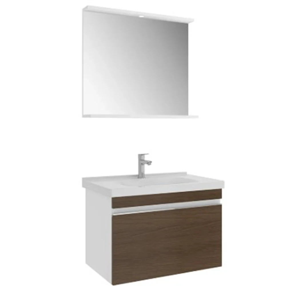 Kale Woody 80 Cm Beyaz-Ceviz Banyo Dolabı Takımı Hemen Al