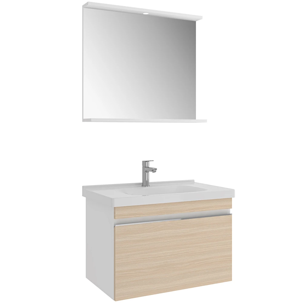 Kale Woody 80 Cm Beyaz-Krem Meşe Banyo Dolabı Takımı Hemen Al