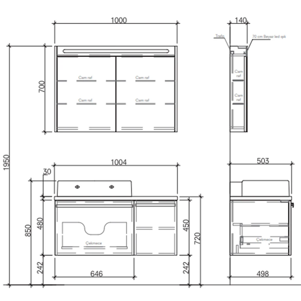 Kale Zero 100 Cm Beyaz Banyo Dolabı Takımı Hemen Al