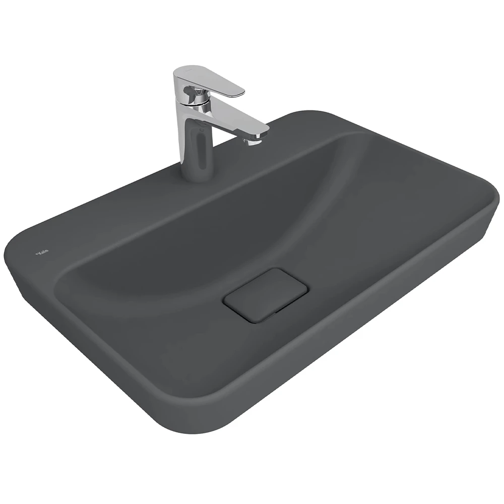 Kale Zero 2.0 60x40 Cm Mat Antrasit-Gri Yarı Gömme Dikdörtgen Lavabo Hemen Al