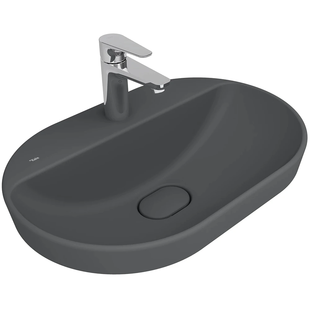 Kale Zero 2.0 60x40 Cm Mat Antrasit-Gri Yarı Gömme Oval Lavabo Hemen Al