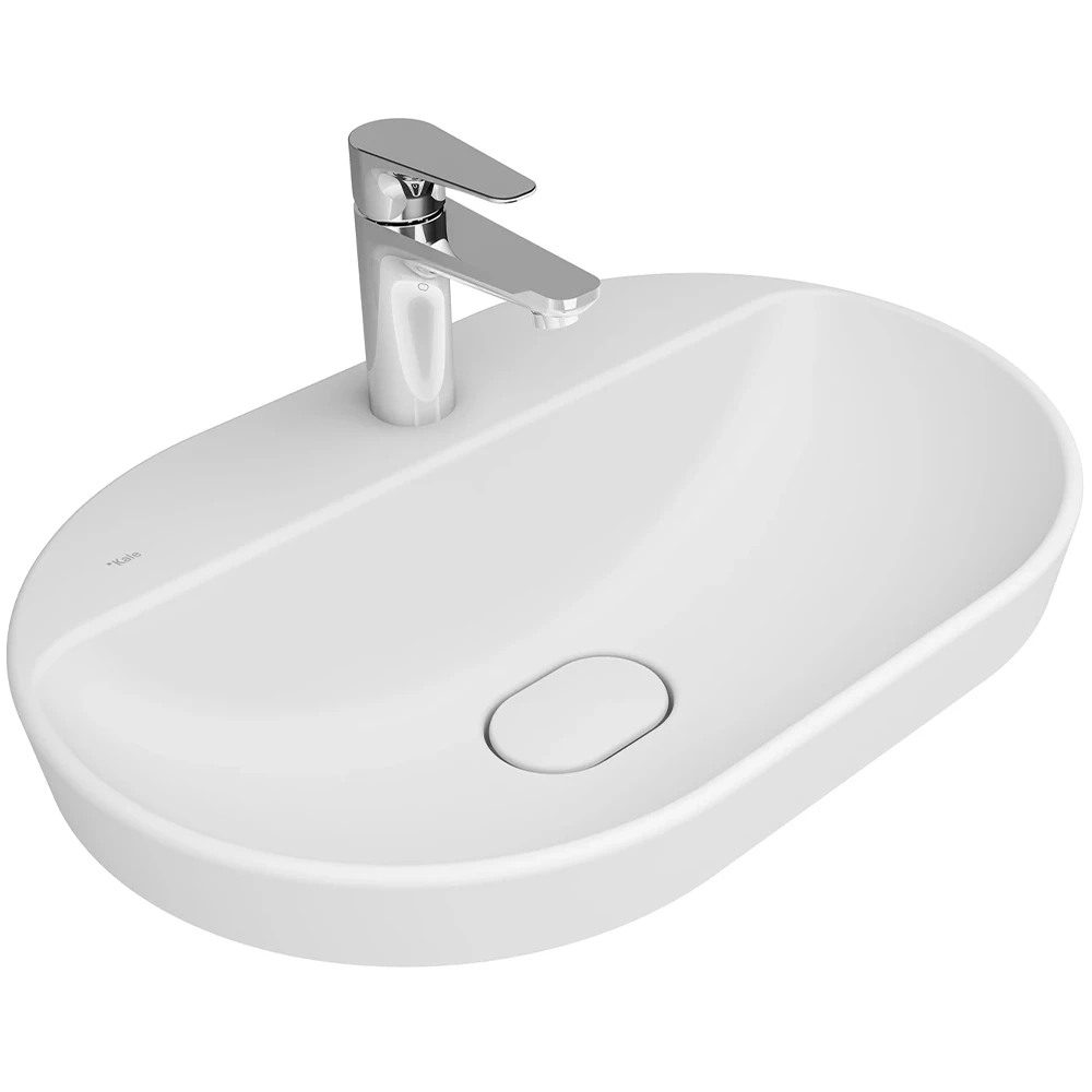 Kale Zero 2.0 60x40 Cm Mat Beyaz Yarı Gömme Oval Lavabo Hemen Al