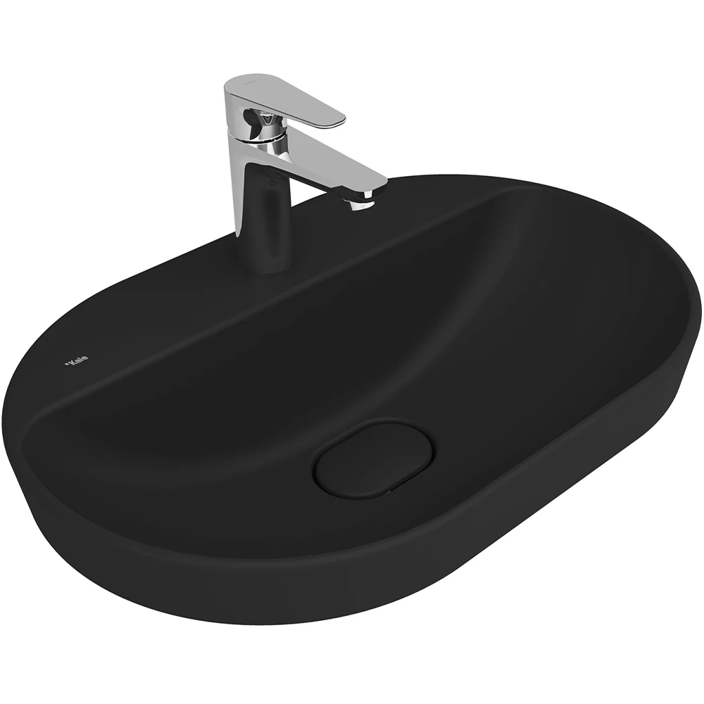 Kale Zero 2.0 60x40 Cm Mat Siyah Yarı Gömme Oval Lavabo Hemen Al
