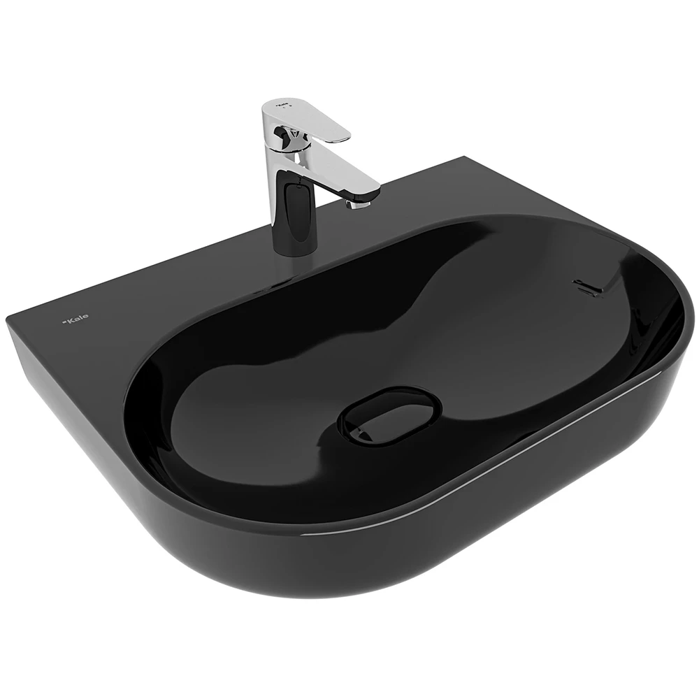 Kale Zero 2.0 60x45 Cm Armatür Bantlı Siyah Oval Tezgah Üzeri Lavabo Hemen Al