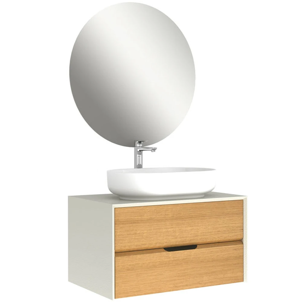 Kale Zero 2.0 80 Cm Beyaz-Meşe (Oval Çanak Lavabo) Banyo Dolabı Takımı Hemen Al