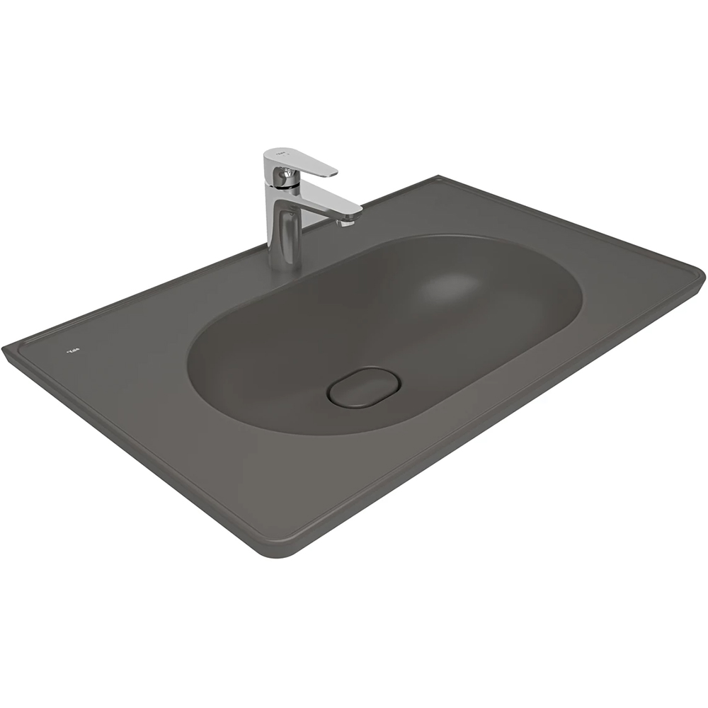 Kale Zero 2.0 80x50 Cm Mat Antrasit-Gri Etajerli Lavabo Hemen Al