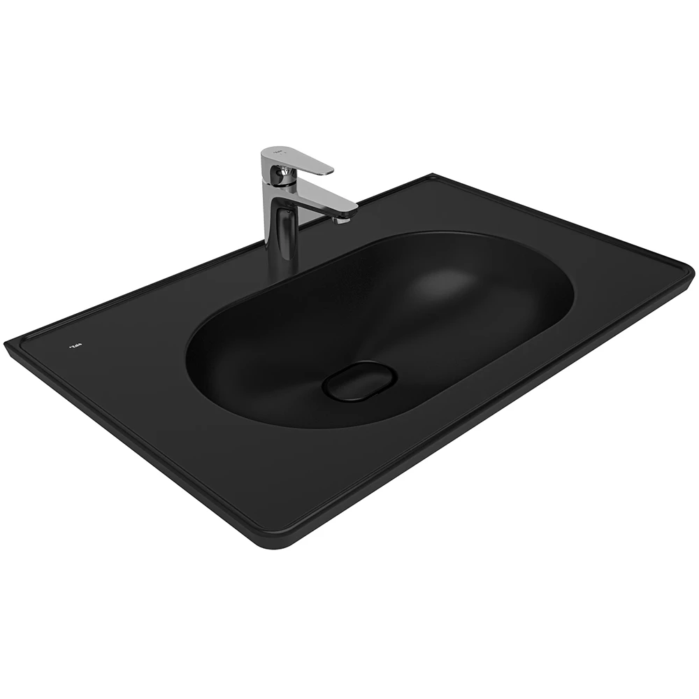 Kale Zero 2.0 80x50 Cm Mat Siyah Etajerli Lavabo Hemen Al