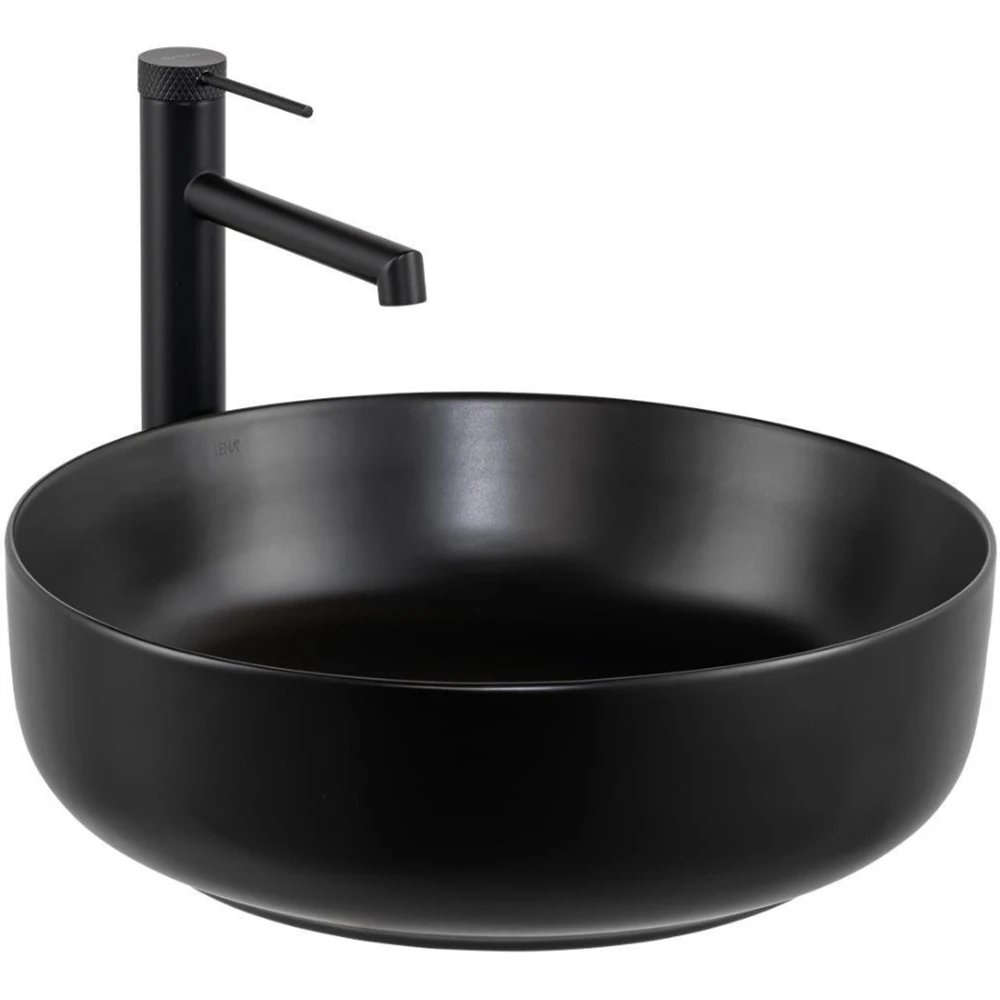 Lena E-W1201MS 44 Cm Mat Siyah Yuvarlak Tezgah Üstü Lavabo Hemen Al