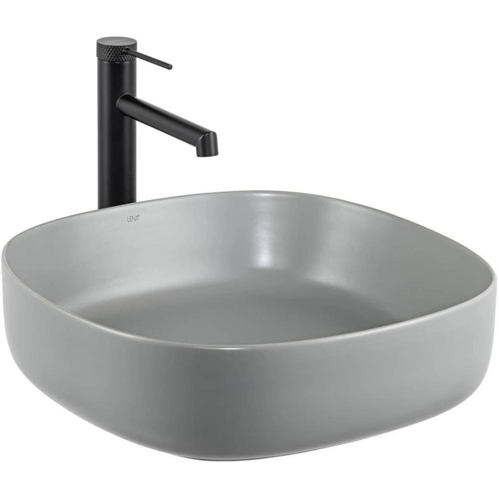 Lena E-W1203MG 44 Cm Mat Gri Kare Tezgah Üstü Lavabo Hemen Al