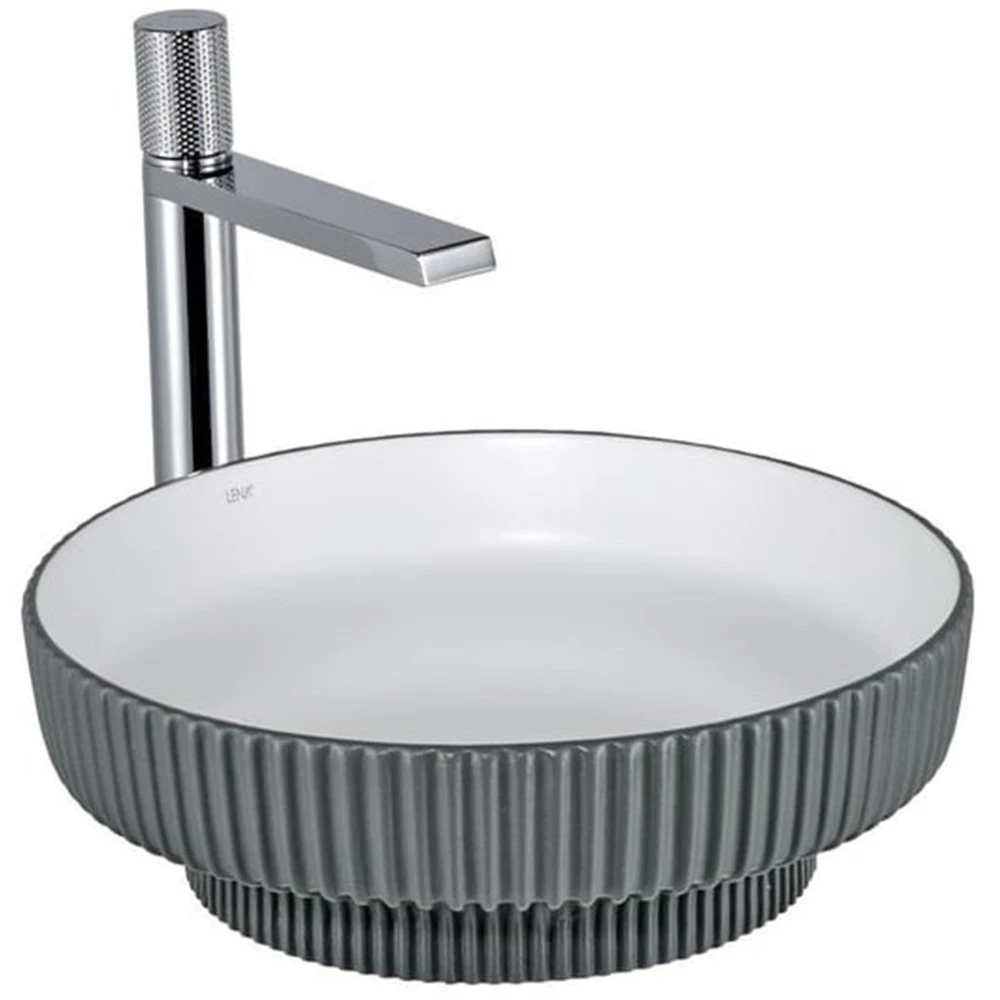 Lena E-W1501MGB 41x41 Cm Mat Gri-Beyaz Tezgah Üstü Lavabo Hemen Al