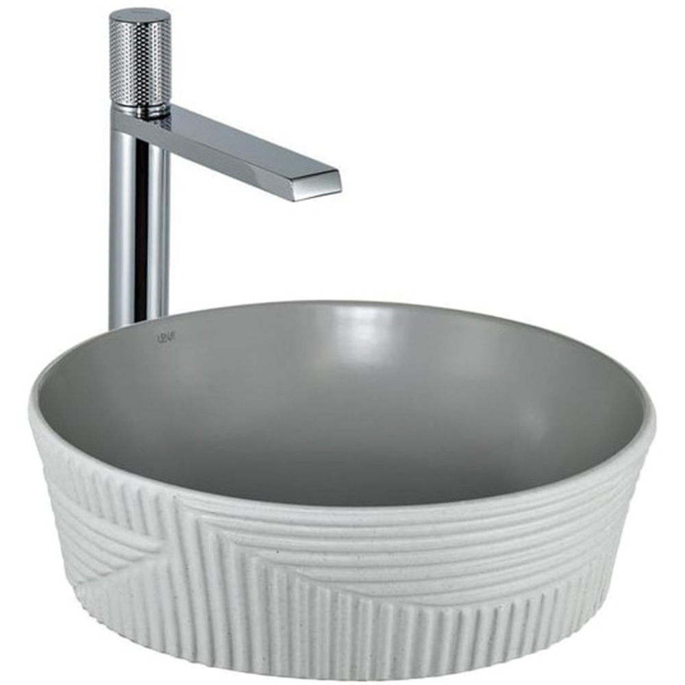 Lena E-W1502MAG 40x40 Cm Mat Gri-Beyaz Tezgah Üstü Lavabo Hemen Al