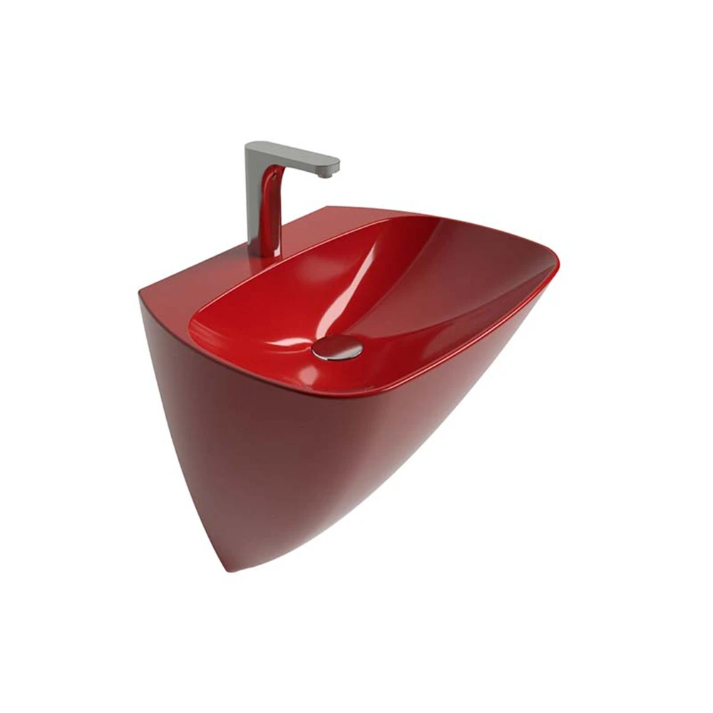 Newarc Mono Parlak Kırmızı 49,5X46X62 cm Monoblok Lavabo Hemen Al