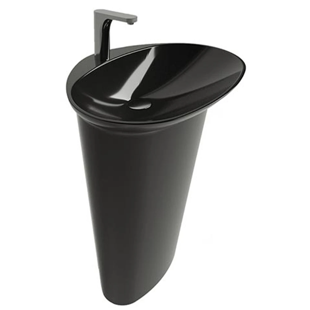 Newarc Stella Parlak Siyah Monoblok Lavabo - STE.L.085B Hemen Al