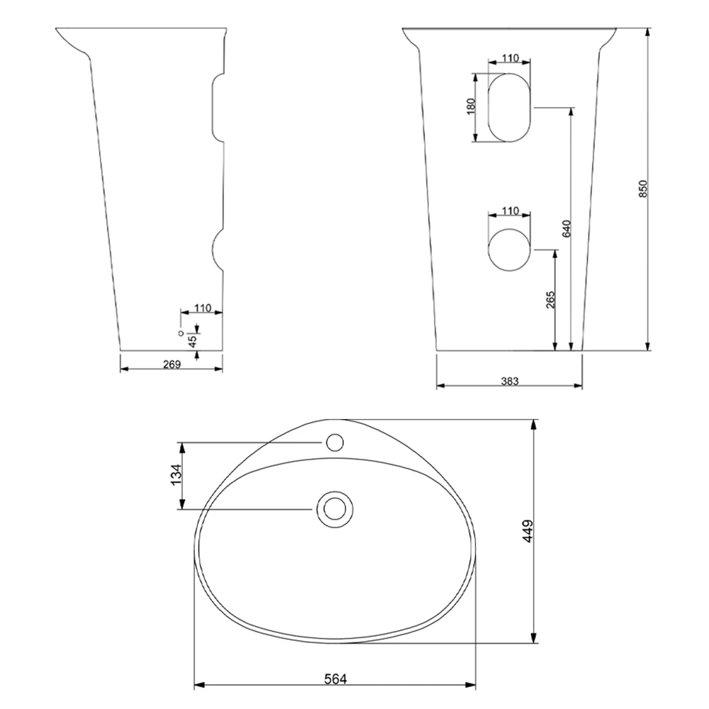 Newarc Stella Parlak Siyah Monoblok Lavabo - STE.L.085B Hemen Al