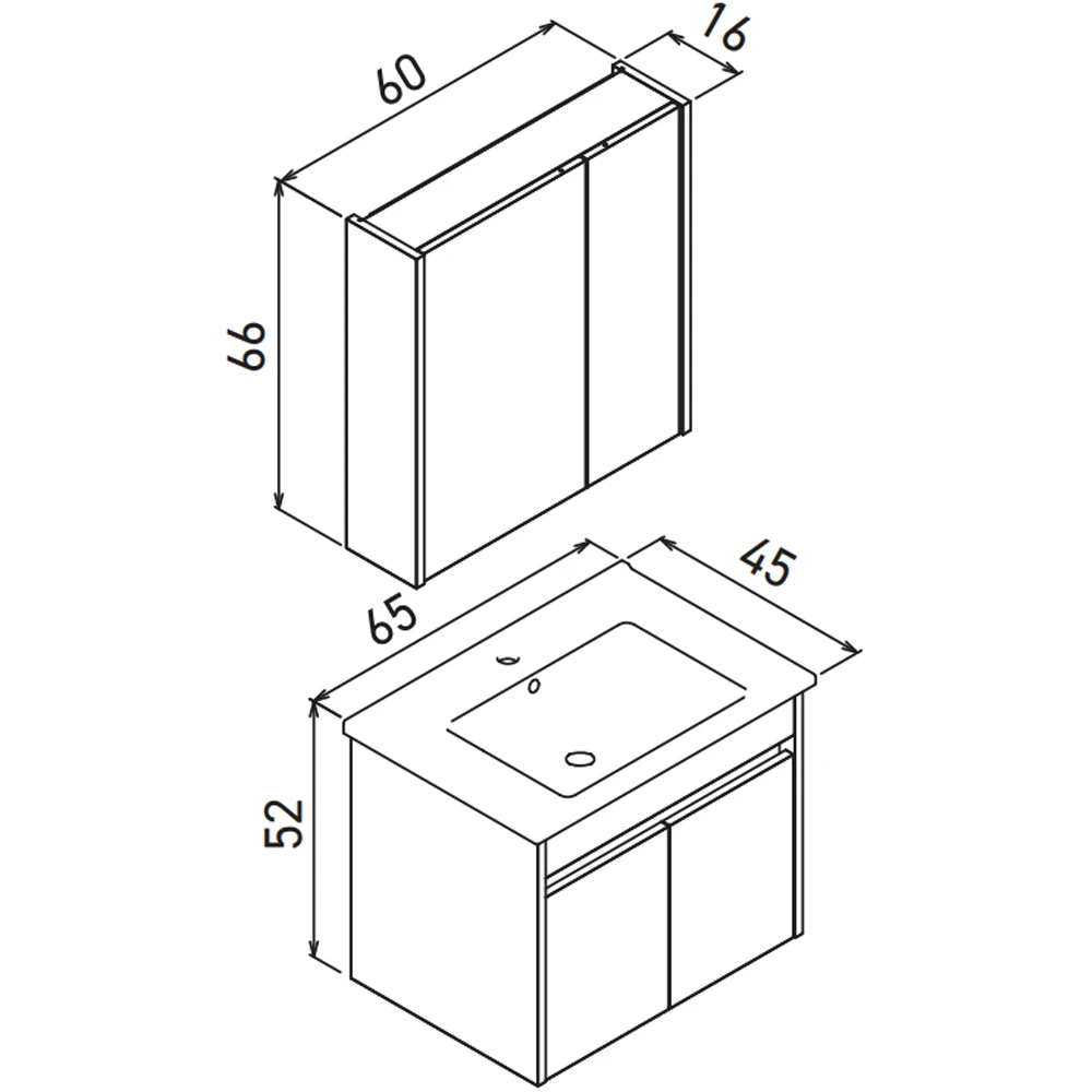 Orka Arno 65 Cm Parlak Beyaz Banyo Dolabı Takımı - 5008777 Hemen Al
