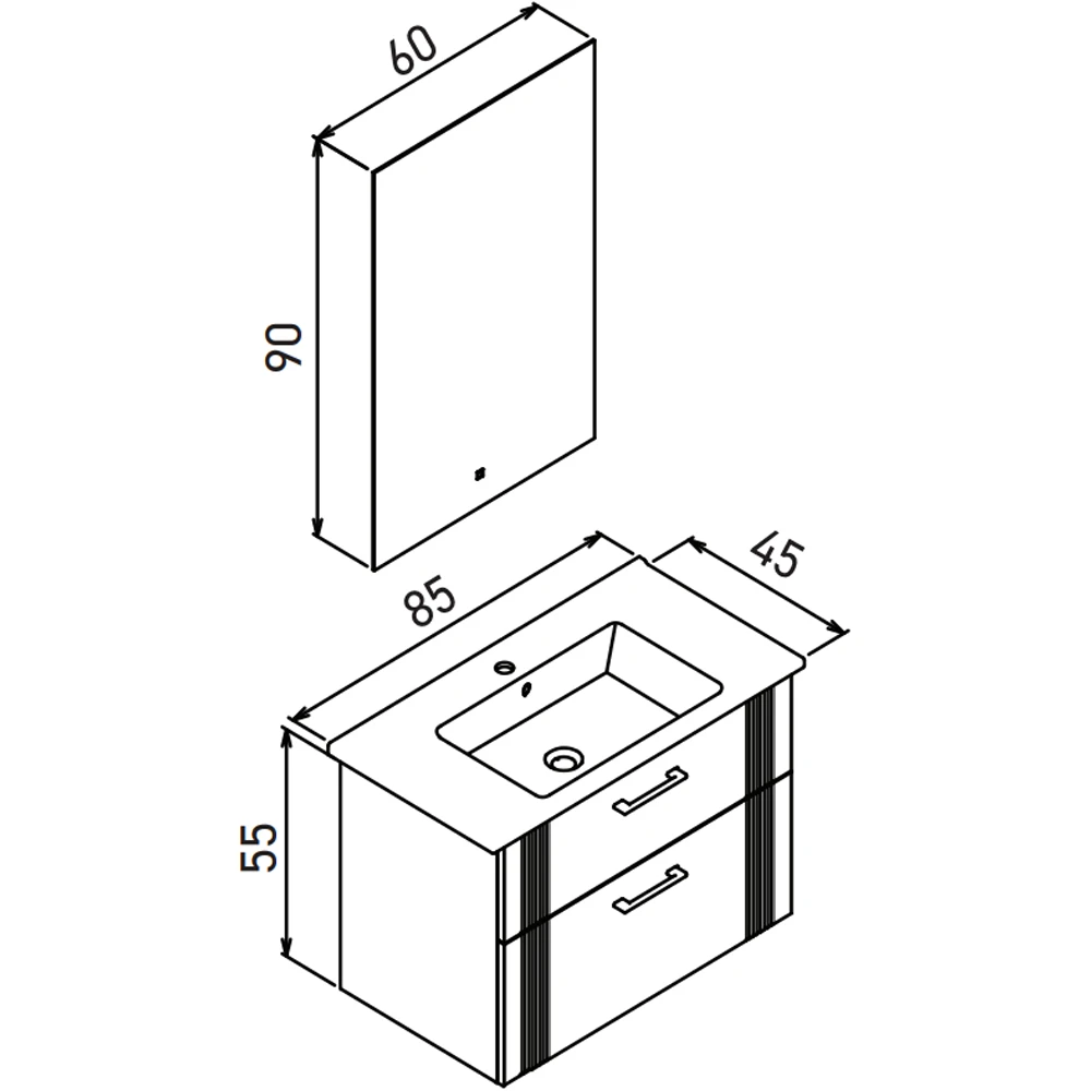 Orka Bari 85 Cm Mat Kaşmir Banyo Dolabı Takımı - 5006578 Hemen Al