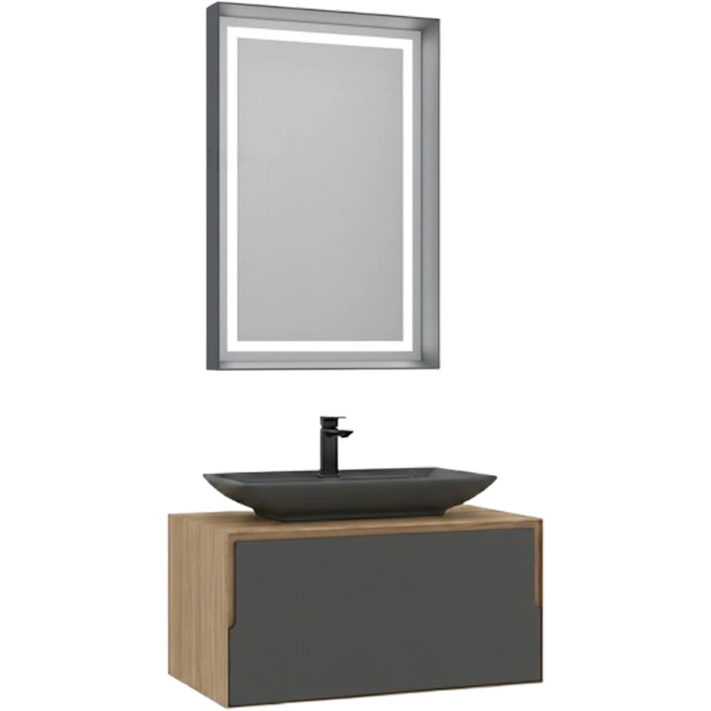 Orka Craft 80 Cm Meşe-Antrasit Banyo Dolabı Takımı - 5003989 Hemen Al