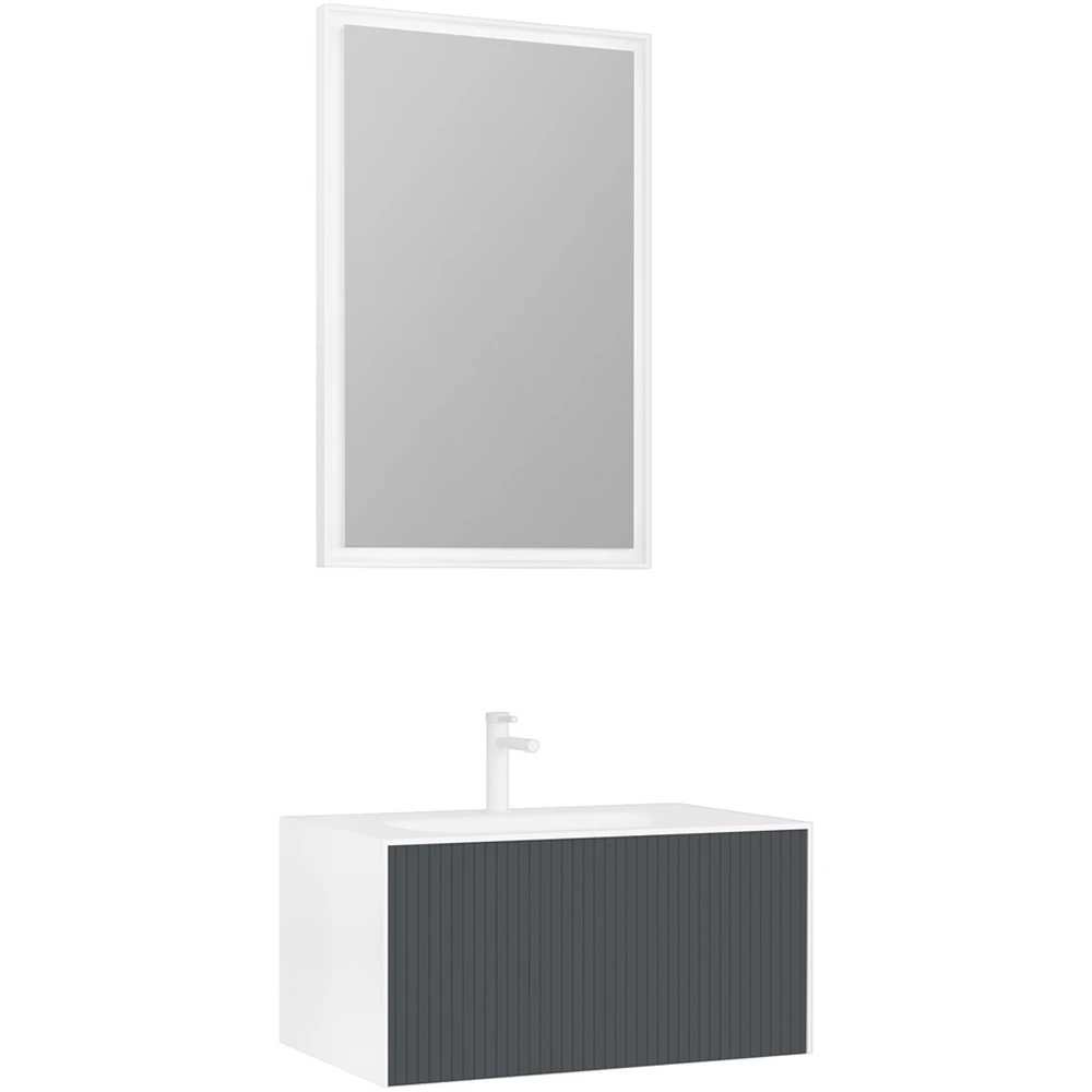 Orka Cube 80 Cm Mat Antrasit Banyo Dolabı Takımı Hemen Al