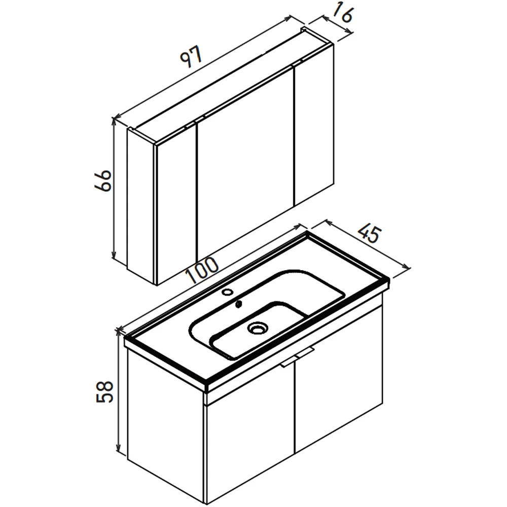 Orka Desna 100 Cm Mat Beyaz Banyo Dolabı Takımı - 5008731 Hemen Al
