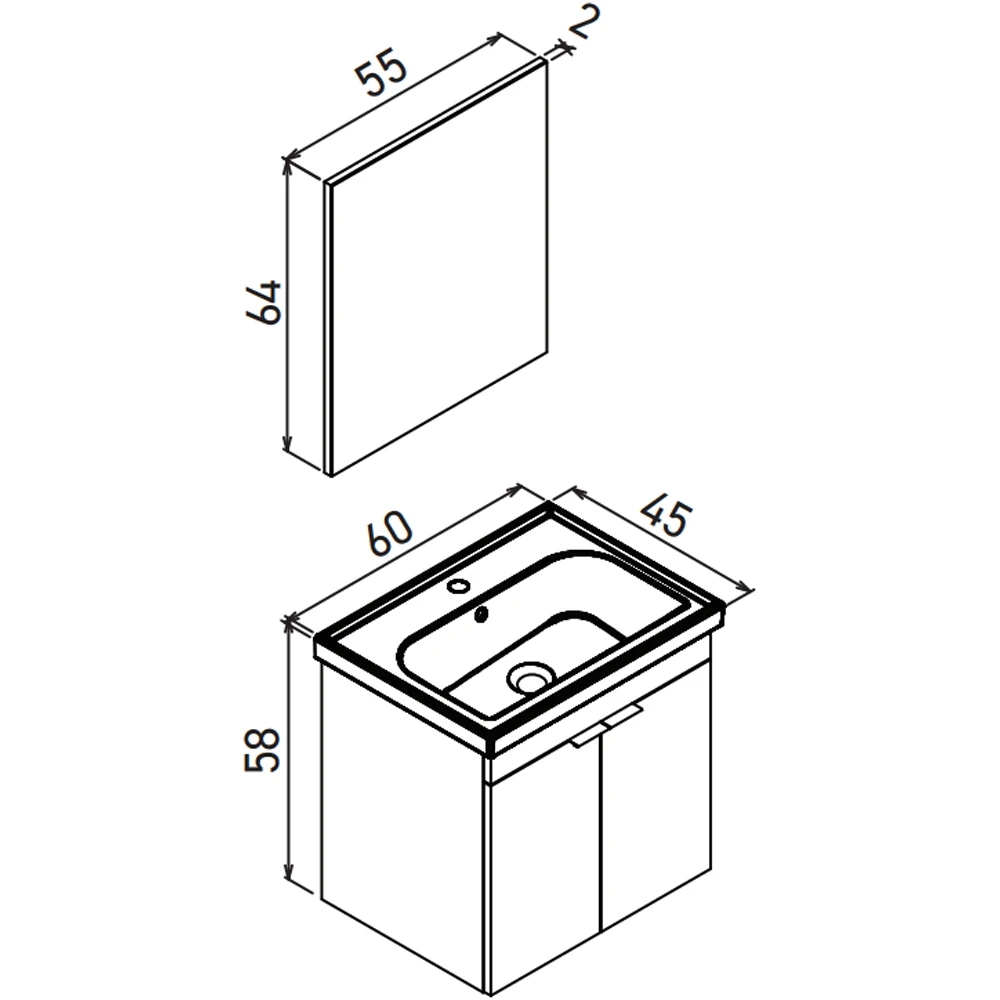 Orka Desna 60 Cm Mat Beyaz Banyo Dolabı Takımı - 5008543 Hemen Al