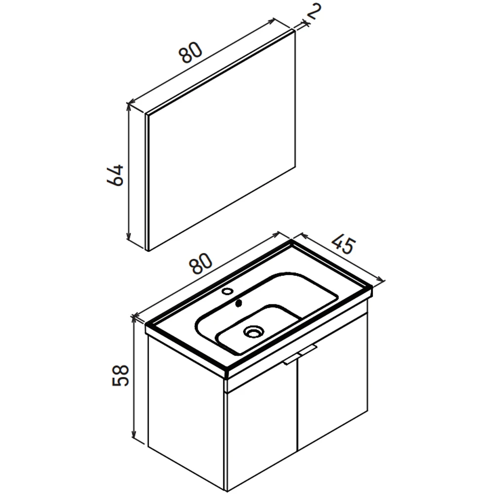 Orka Desna 80 Cm Mat Beyaz Banyo Dolabı Takımı - 5008548 Hemen Al