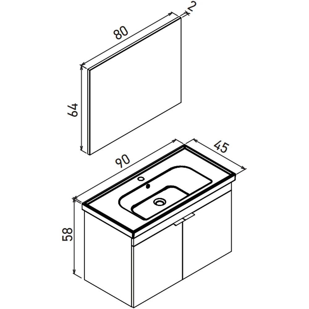 Orka Desna 90 Cm Mat Beyaz Banyo Dolabı Takımı - 5008552 Hemen Al