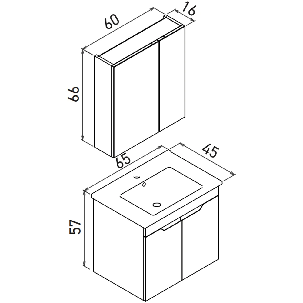 Orka Lena 65 Cm Mat Beyaz Banyo Dolabı Takımı - 5008804 Hemen Al