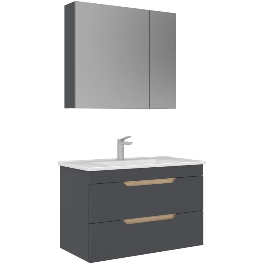 Orka Lena 85 Cm Mat Antrasit Banyo Dolabı Takımı - 5008036 Hemen Al