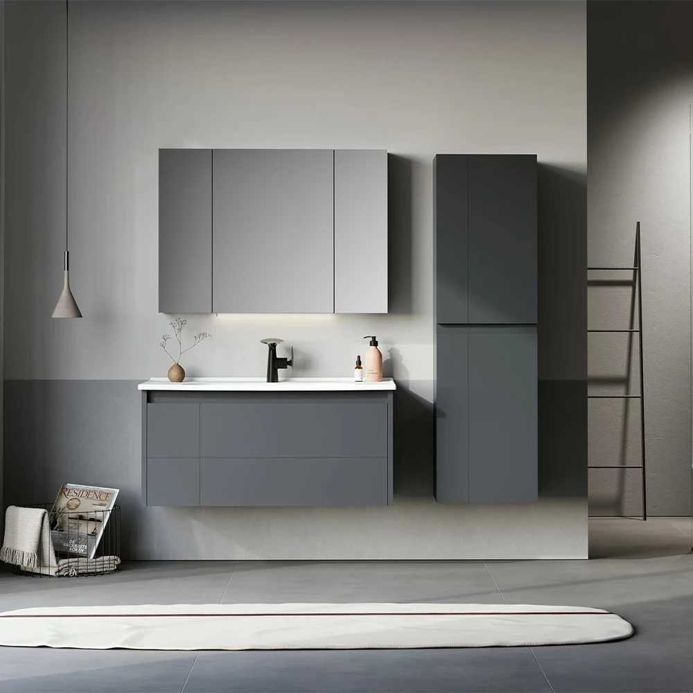 Orka Likya 100 Cm Mat Antrasit Banyo Dolabı Takımı Hemen Al