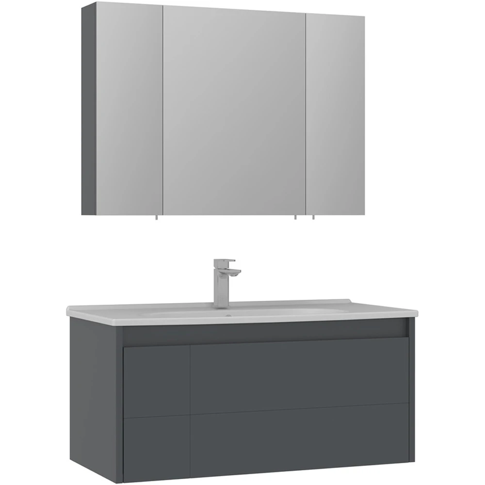 Orka Likya 100 Cm Mat Antrasit Banyo Dolabı Takımı Hemen Al