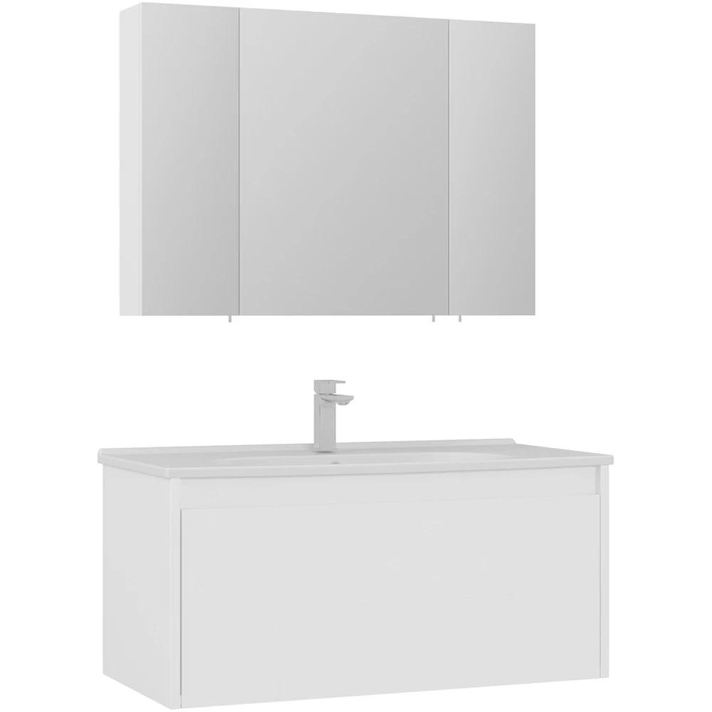 Orka Likya 100 Cm Mat Beyaz Banyo Dolabı Takımı Hemen Al