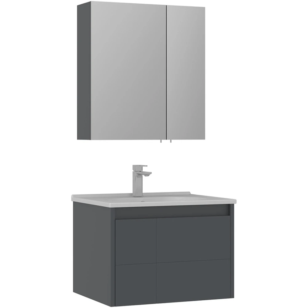 Orka Likya 65 Cm Mat Antrasit Banyo Dolabı Takımı Hemen Al